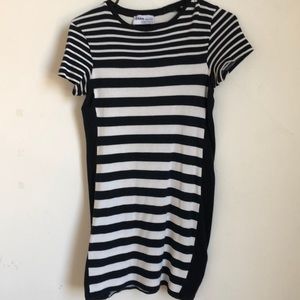 casual b+w striped zara dress